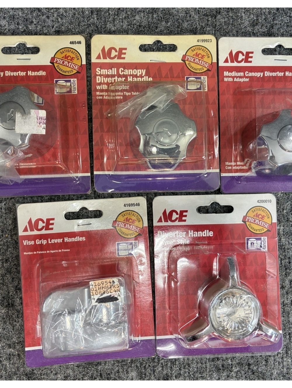 ACE Small and Medium Canopy Diverter Handles and Vise Grip Lever Handles Lot
